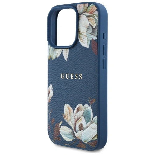 Kup Guess Grained Printed Flower Pattern MagSafe Apple iPhone 16 Pro kék - GUE4429 - {ean13} - Sklep Home Screen