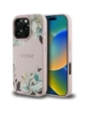 Guess Grained Printed Flower Pattern MagSafe Apple iPhone 16 Pro rózsaszín