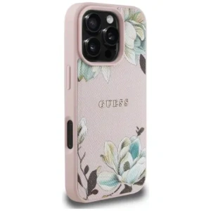 Kup Etui Guess Grained Printed Flower Pattern MagSafe do Apple iPhone 16 Pro różowy - GUE4430 - {ean13} - Sklep Home Screen