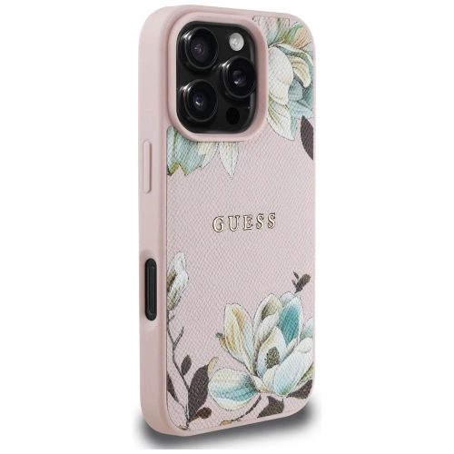 Kup Guess Grained Printed Flower Pattern MagSafe Apple iPhone 16 Pro rózsaszín - GUE4430 - {ean13} - Sklep Home Screen