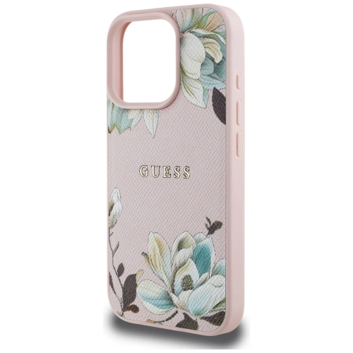 Kup Guess Grained Printed Flower Pattern MagSafe Apple iPhone 16 Pro rózsaszín - GUE4430 - {ean13} - Sklep Home Screen