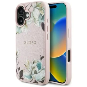 Buy Guess Grained Printed Flower Pattern MagSafe Apple iPhone 16 pink - GUE4431 - {ean13} - Home Screen Store Europe