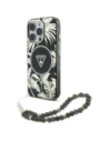 Guess Palm Trees Triangle Pearl Strap MagSafe Apple iPhone 16 Pro schwarz