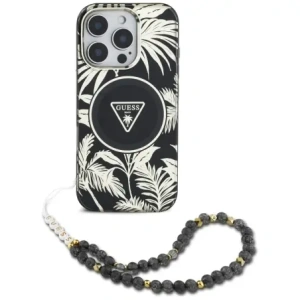 Kup Etui Guess Palm Trees Triangle Pearl Strap MagSafe do Apple iPhone 16 Pro czarny - GUE4432 - {ean13} - Sklep Home Screen