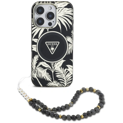 Kup Etui Guess Palm Trees Triangle Pearl Strap MagSafe do Apple iPhone 16 Pro czarny - GUE4432 - {ean13} - Sklep Home Screen