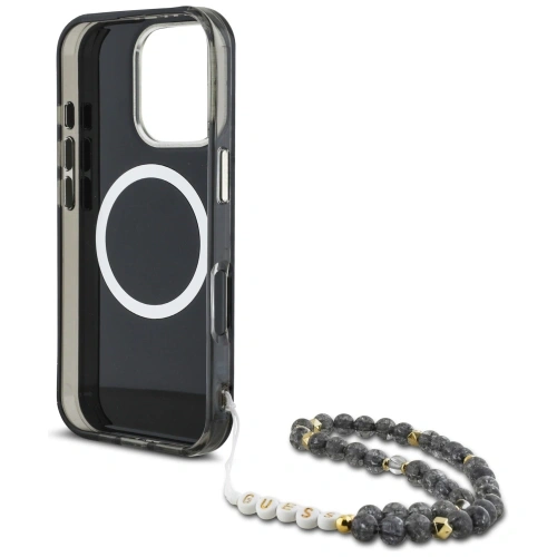Kup Etui Guess Palm Trees Triangle Pearl Strap MagSafe do Apple iPhone 16 Pro czarny - GUE4432 - {ean13} - Sklep Home Screen