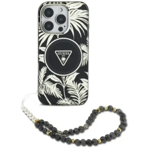 Kup Guess Palm Trees Triangle Pearl Strap MagSafe Apple iPhone 16 negru - GUE4434 - {ean13} - Sklep Home Screen