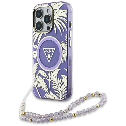Kup Guess Palm Trees Triangle Pearl Strap MagSafe Apple iPhone 16 Pro lila - GUE4436 - {ean13} - Sklep Home Screen