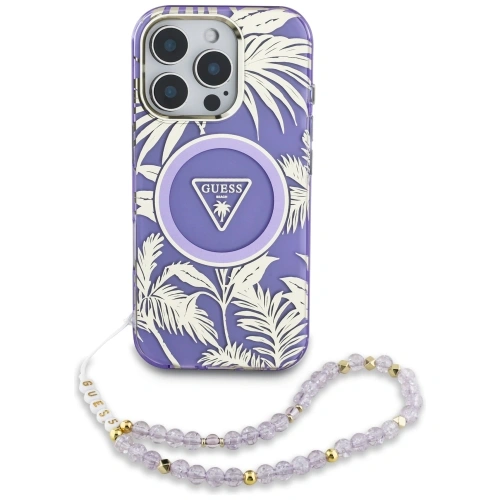 Kup Guess Palm Trees Triangle Pearl Strap MagSafe Apple iPhone 16 Pro violet - GUE4436 - {ean13} - Sklep Home Screen