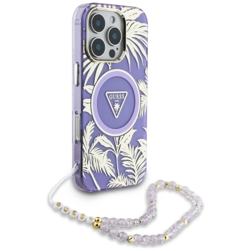 Kup Etui Guess Palm Trees Triangle Pearl Strap MagSafe do Apple iPhone 16 Pro fioletowy - GUE4436 - {ean13} - Sklep Home Screen