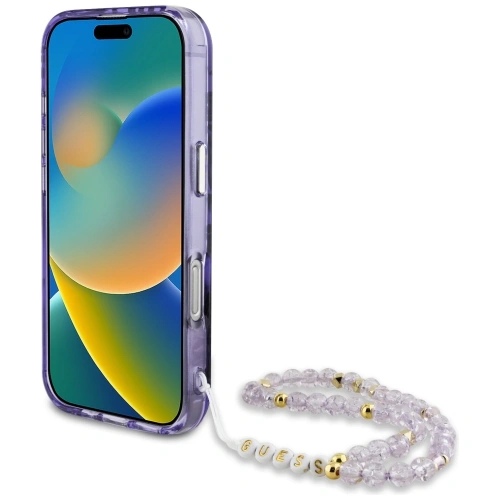 Kup Guess Palm Trees Triangle Pearl Strap MagSafe Apple iPhone 16 Pro violet - GUE4436 - {ean13} - Sklep Home Screen