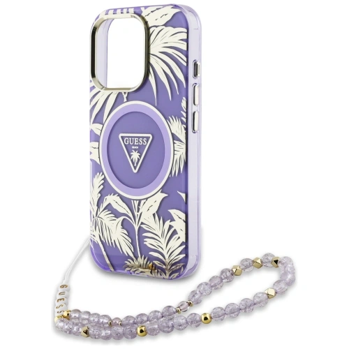 Kup Guess Palm Trees Triangle Pearl Strap MagSafe Apple iPhone 16 Pro violet - GUE4436 - {ean13} - Sklep Home Screen