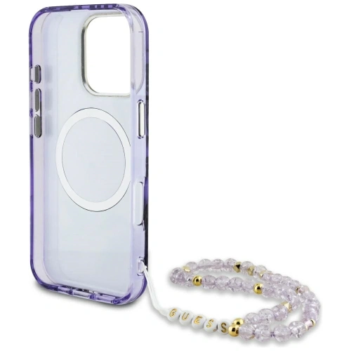 Kup Etui Guess Palm Trees Triangle Pearl Strap MagSafe do Apple iPhone 16 Pro fioletowy - GUE4436 - {ean13} - Sklep Home Screen