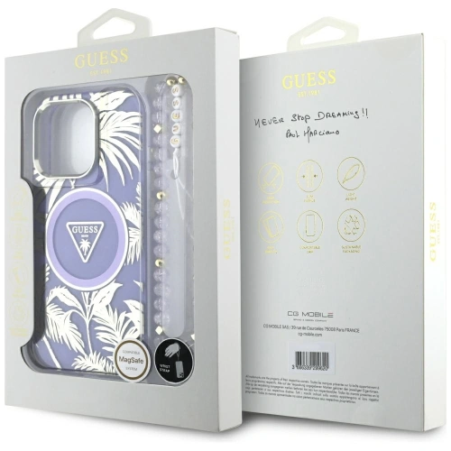 Kup Etui Guess Palm Trees Triangle Pearl Strap MagSafe do Apple iPhone 16 Pro fioletowy - GUE4436 - {ean13} - Sklep Home Screen