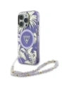 Etui Guess Palm Trees Triangle Pearl Strap MagSafe do Apple iPhone 16 Pro Max fioletowy