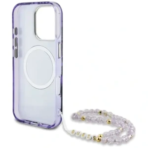 Kup Guess Palm Trees Triangle Pearl Strap MagSafe Apple iPhone 16 Pro Max violet - GUE4437 - {ean13} - Sklep Home Screen