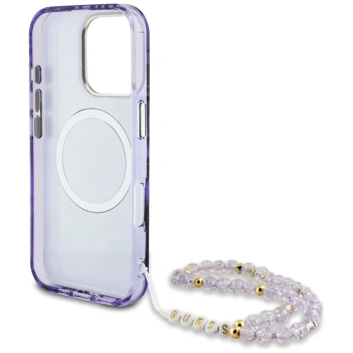 Kup Guess Palm Trees Triangle Pearl Strap MagSafe Apple iPhone 16 Pro Max violet - GUE4437 - {ean13} - Sklep Home Screen