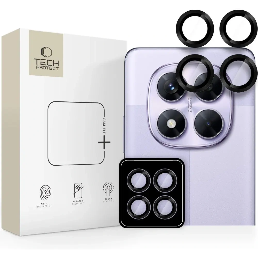 Szkło na obiektyw aparatu Tech-Protect Camring Pro+ Xiaomi Redmi Note 14 Pro 5G / Poco X7 5G Black