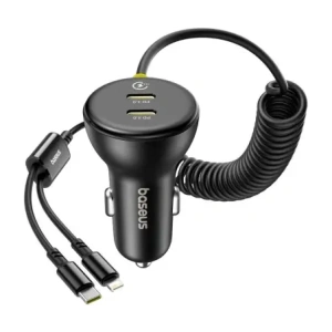 Kup Ładowarka samochodowa Baseus 60W 2xUSB-C + wbudowany kabel USB-C, Lightning (Czarna) - BSU8934 - {ean13} - Sklep Home Screen