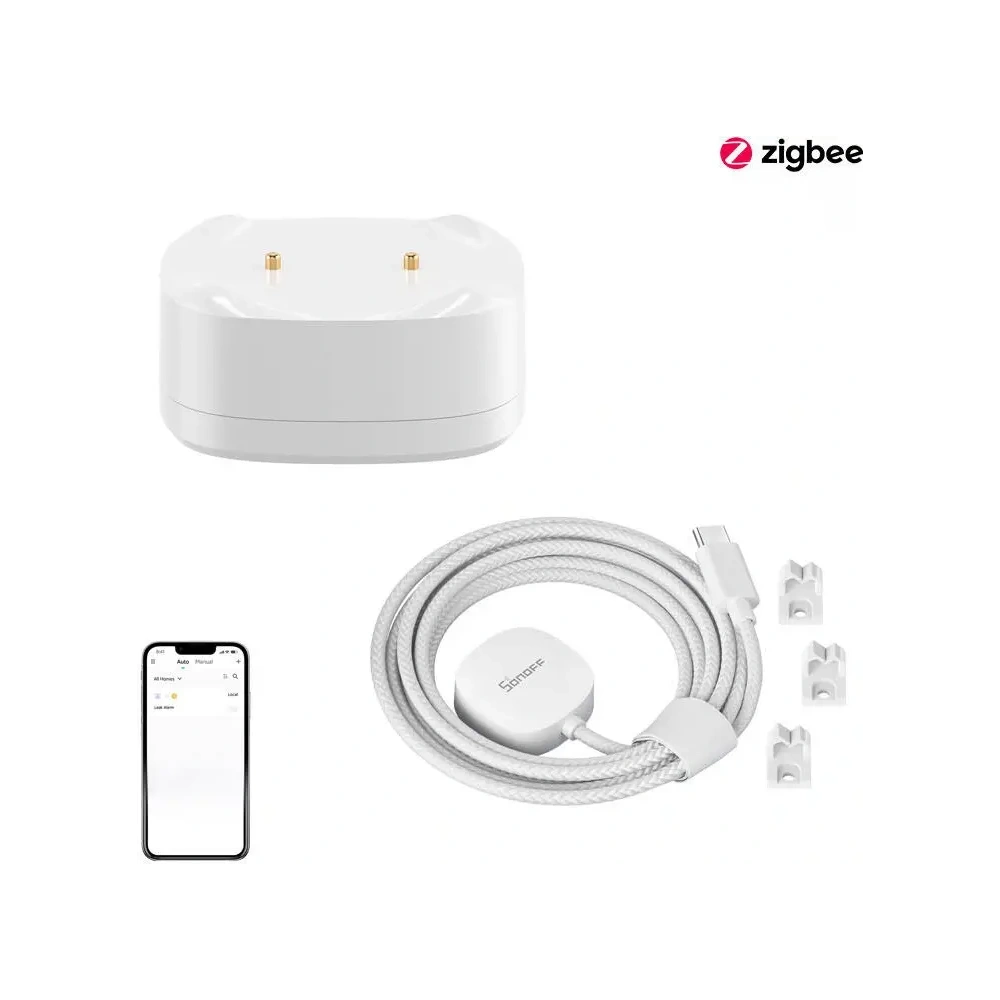 Zestaw czujnik zalania/wycieku wody ZigBee SONOFF SNZB-05P + Kabel WLDC200