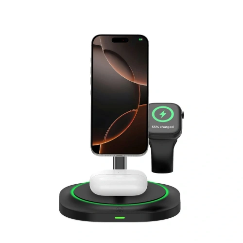 Kup Ładowarka bezprzewodowa 3w1 Tech-Protect QI15W-A46 Magnetic MagSafe Wireless Charger Black - THP3941 - {ean13} - Sklep Home Screen