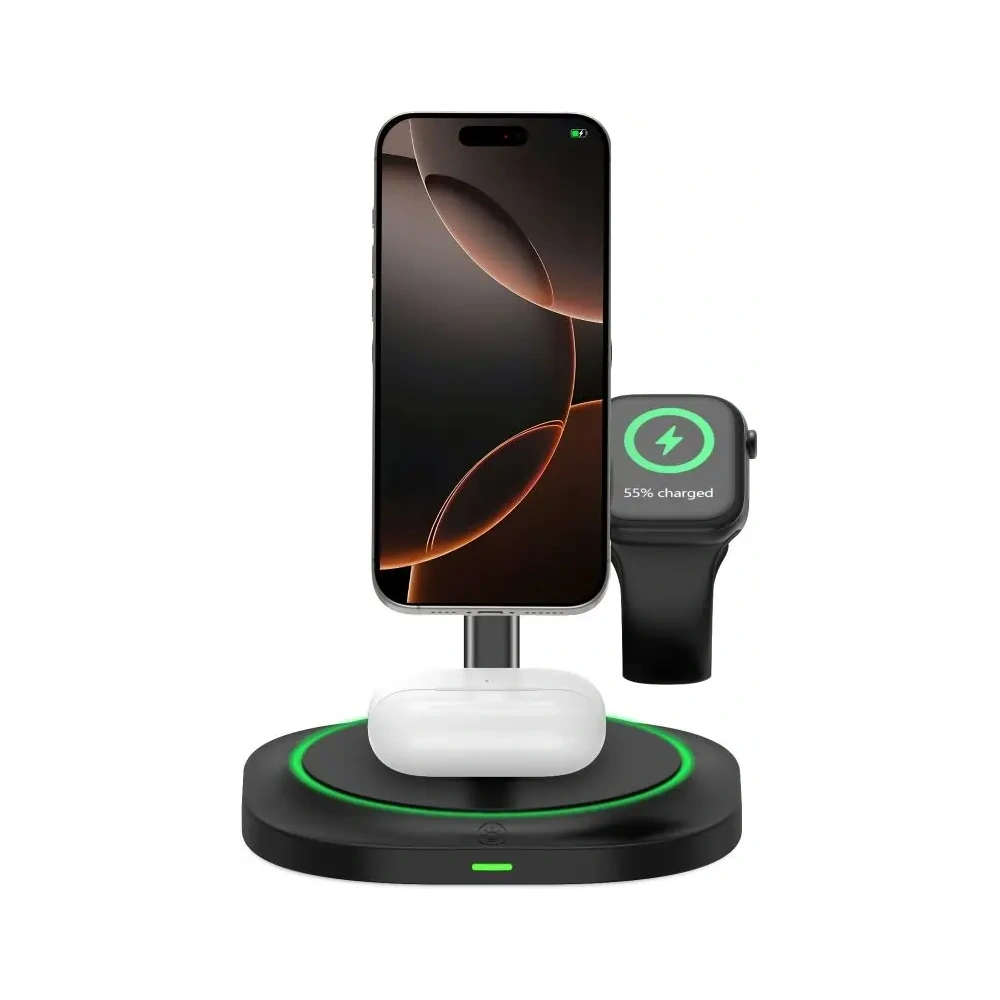 Ładowarka bezprzewodowa 3w1 Tech-Protect QI15W-A46 Magnetic MagSafe Wireless Charger Black