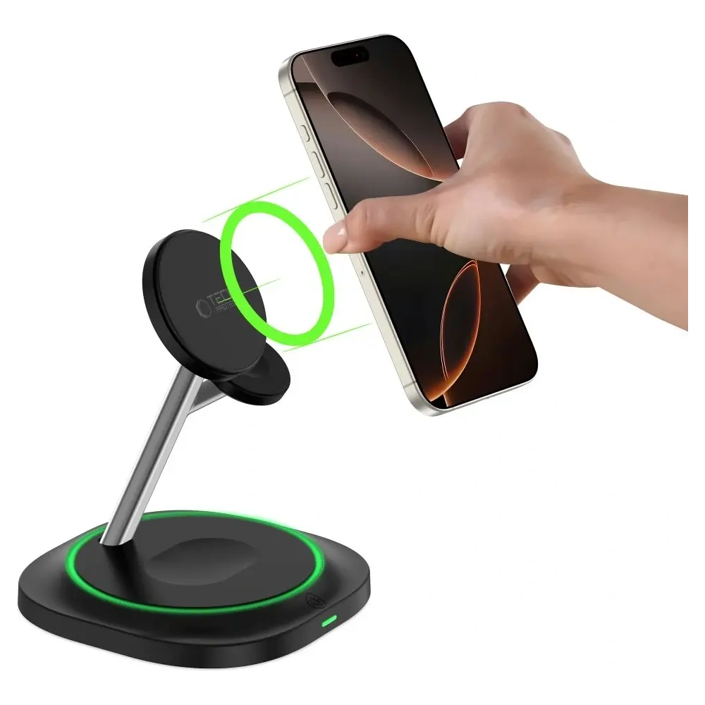 Ładowarka bezprzewodowa 3w1 Tech-Protect QI15W-A46 Magnetic MagSafe Wireless Charger Black