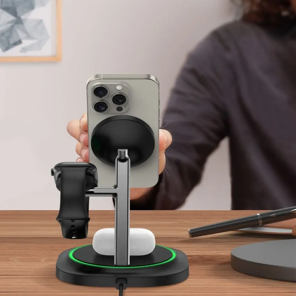 Ładowarka bezprzewodowa 3w1 Tech-Protect QI15W-A46 Magnetic MagSafe Wireless Charger Black