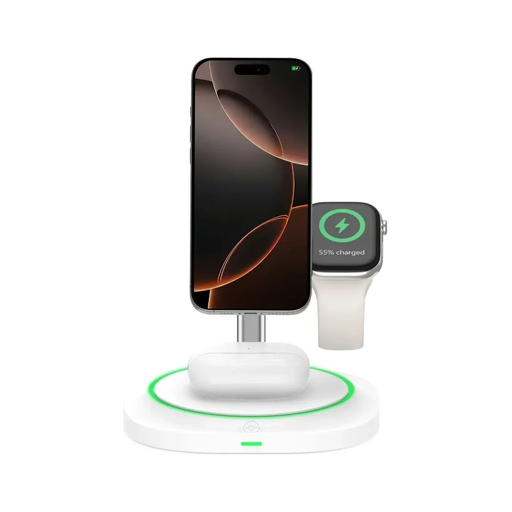 Ładowarka bezprzewodowa 3w1 Tech-Protect QI15W-A46 Magnetic MagSafe Wireless Charger White