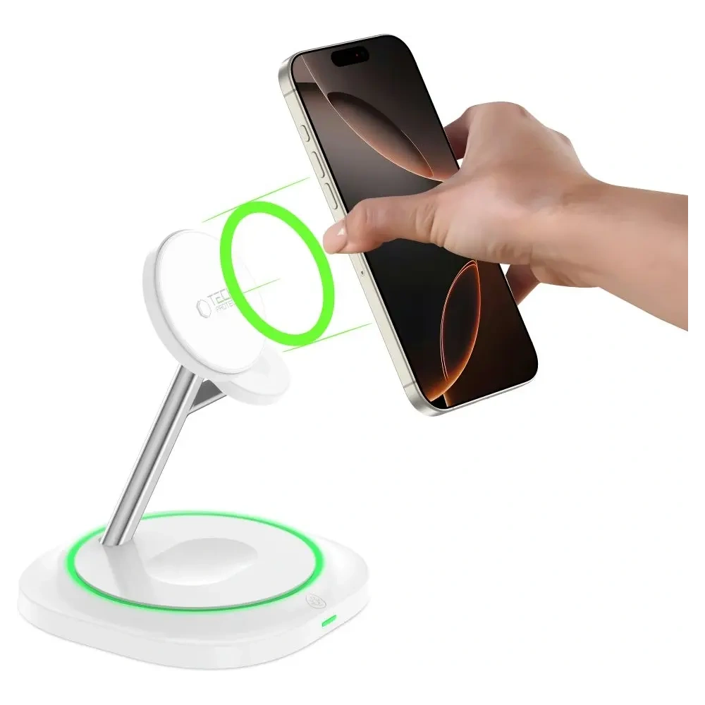 Ładowarka bezprzewodowa 3w1 Tech-Protect QI15W-A46 Magnetic MagSafe Wireless Charger White