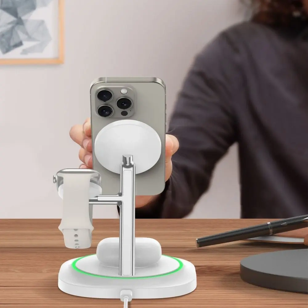 Ładowarka bezprzewodowa 3w1 Tech-Protect QI15W-A46 Magnetic MagSafe Wireless Charger White