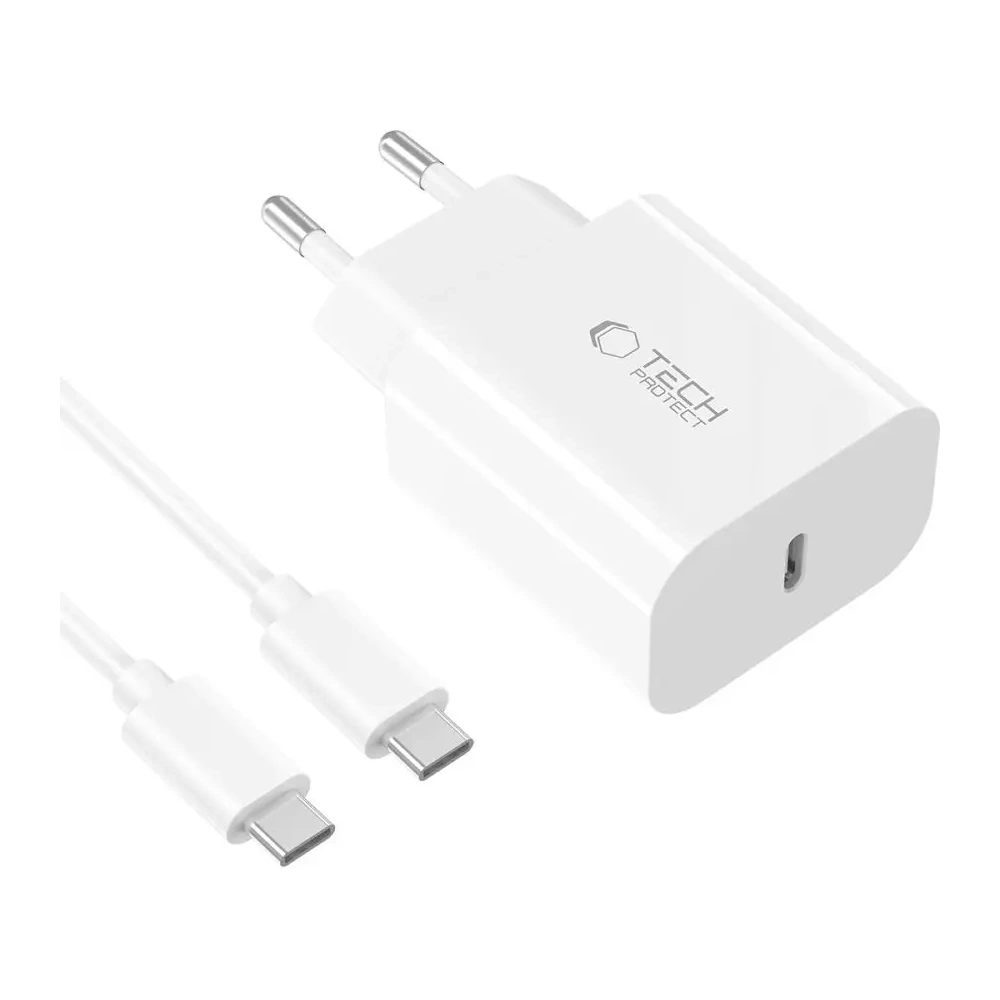 Ładowarka sieciowa Tech-Protect NC20W 1-port USB-C Network Charger PD20W + USB-C / USB-C Cable White