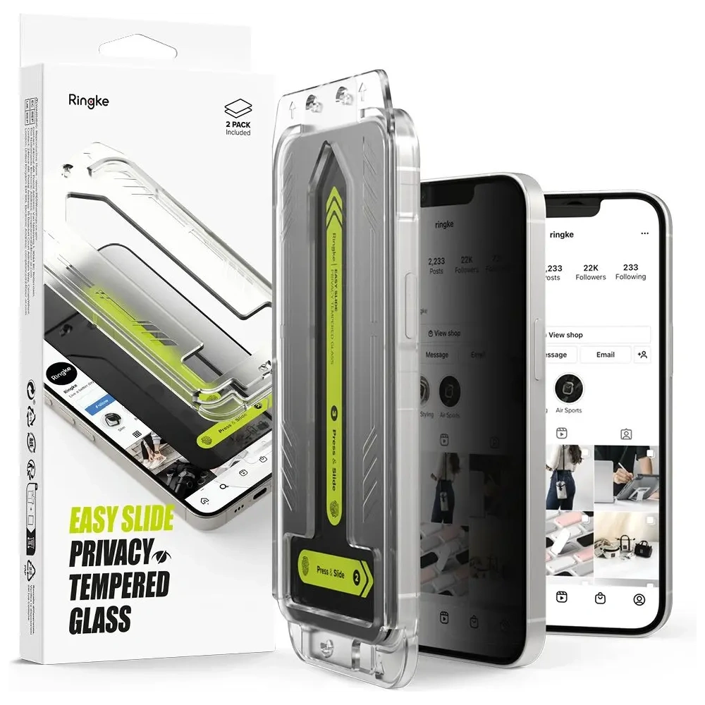 Szkło prywatyzujące Ringke Easy Slide Apple iPhone 16e / 14 / 13 / 13 Pro Privacy [2 PACK]