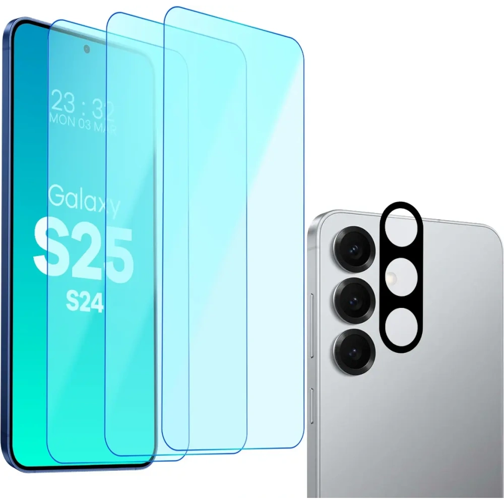 3x szkło na ekran + 1x na aparat BIZON Clear 2 Pack do Samsung Galaxy S25