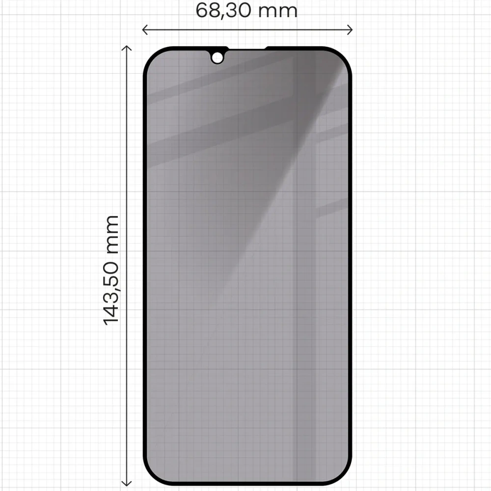 Prywatyzujące szkło hartowane Bizon Glass Edge Shadow do Apple iPhone 16e / 14 / 13 Pro / 13 przyciemniane z czarną ramką