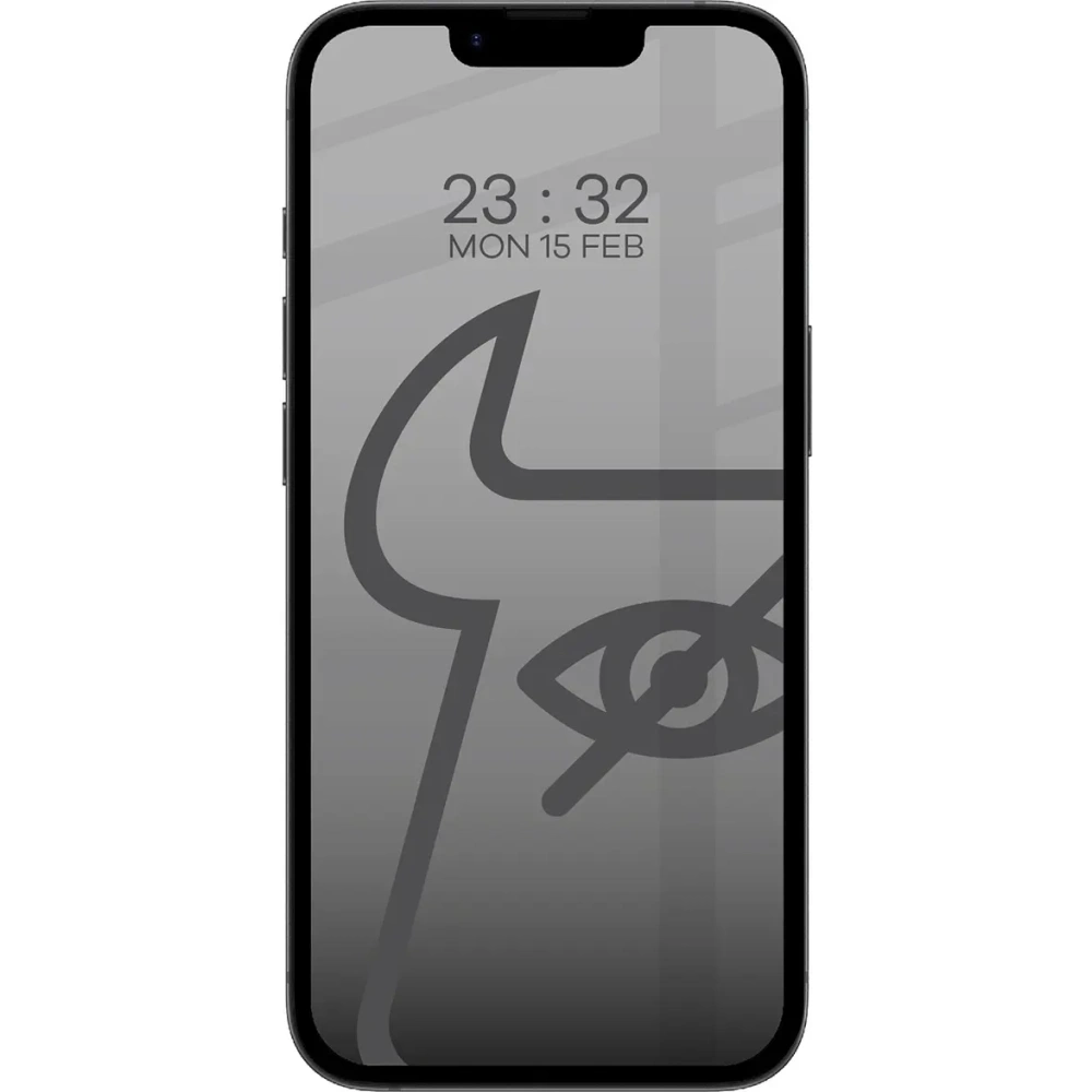 Prywatyzujące szkło hartowane Bizon Glass Edge Shadow do Apple iPhone 16e / 14 / 13 Pro / 13 przyciemniane z czarną ramką