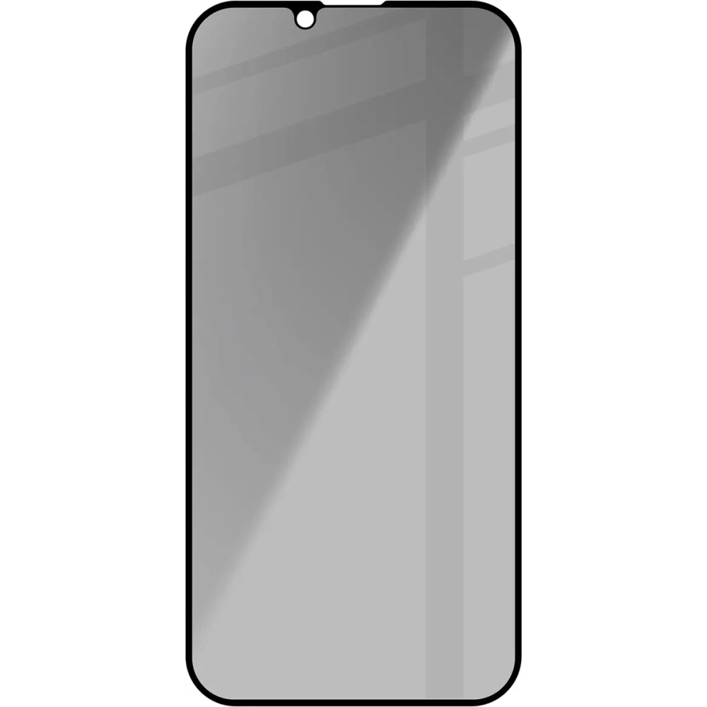 Prywatyzujące szkło hartowane Bizon Glass Edge Shadow do Apple iPhone 16e / 14 / 13 Pro / 13 przyciemniane z czarną ramką
