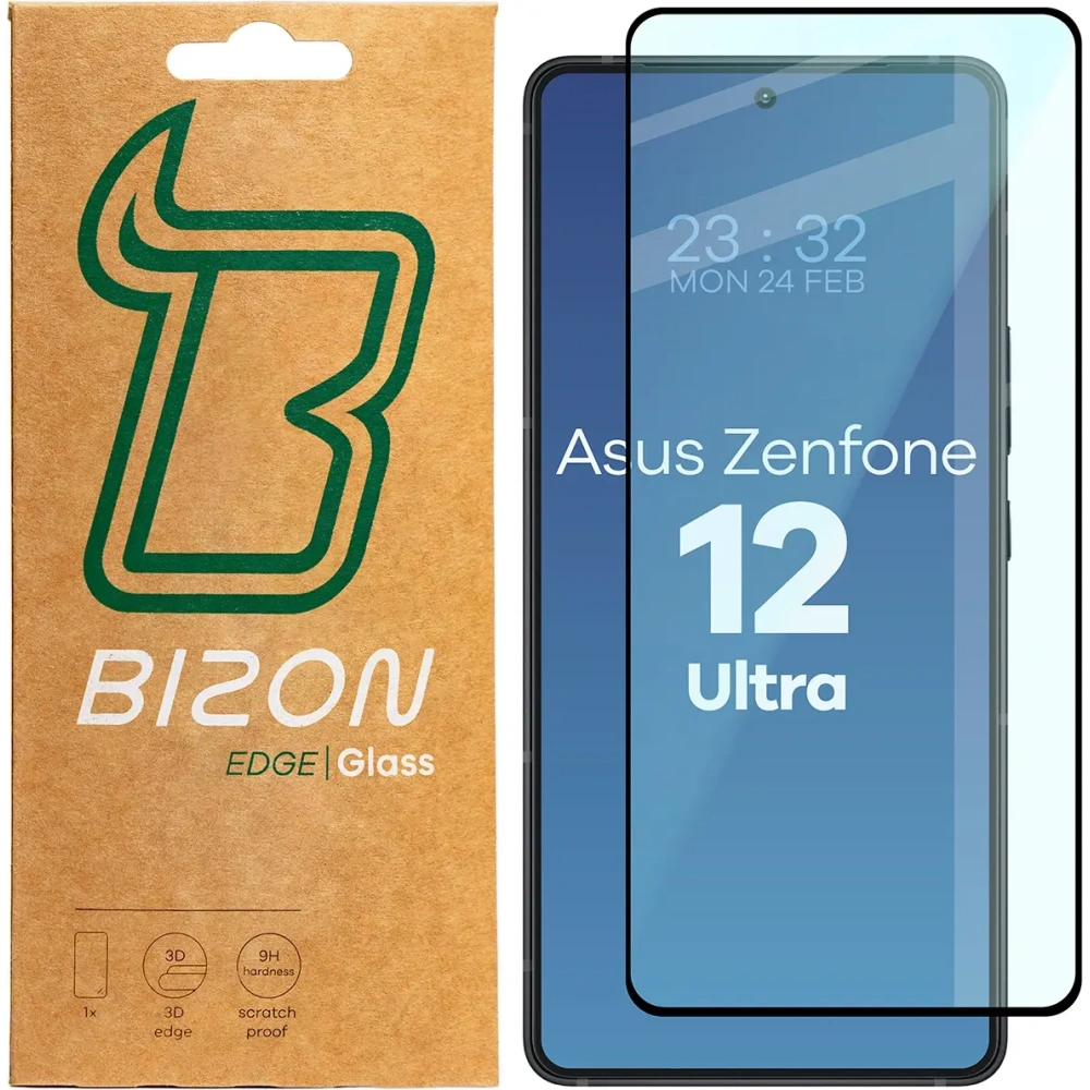 Szkło hartowane Bizon Glass Edge 2 do Asus Zenfone 12 Ultra czarna ramka