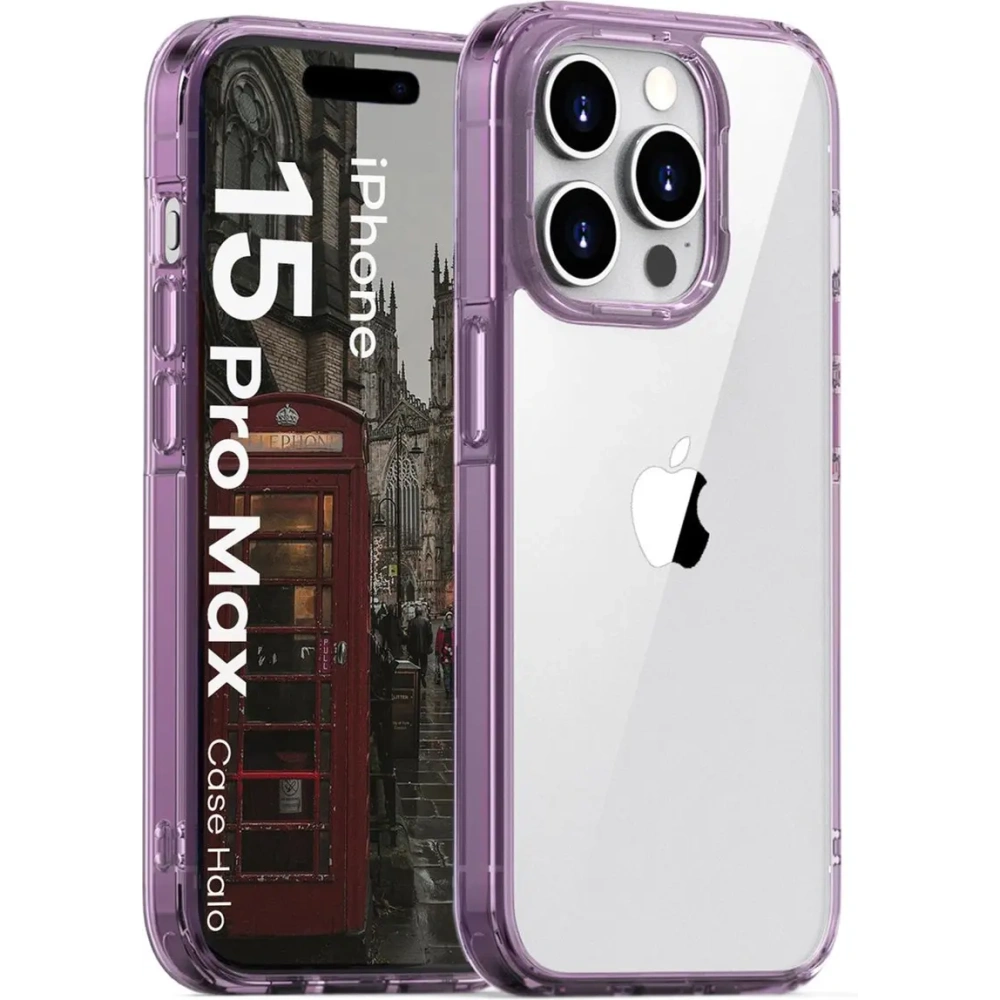 Etui Bizon Case Halo do Apple iPhone 15 Pro Max przezroczysto-fioletowe