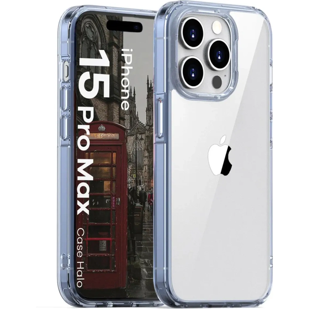 Etui Bizon Case Halo do Apple iPhone 15 Pro Max przezroczysto-niebieskie