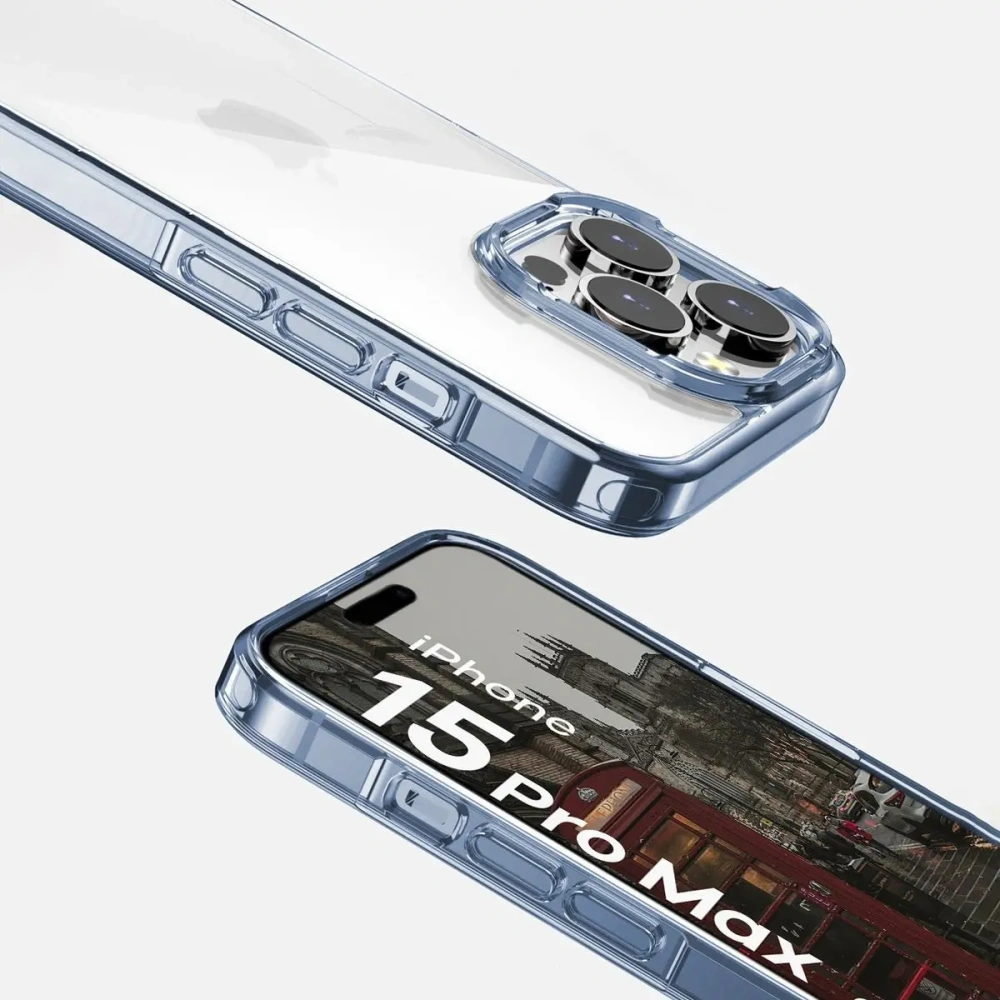 Etui Bizon Case Halo do Apple iPhone 15 Pro Max przezroczysto-niebieskie