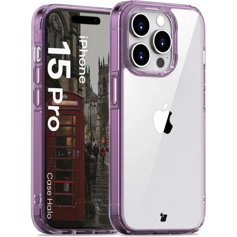 Etui Bizon Case Halo do Apple iPhone 15 Pro przezroczysto-fioletowe