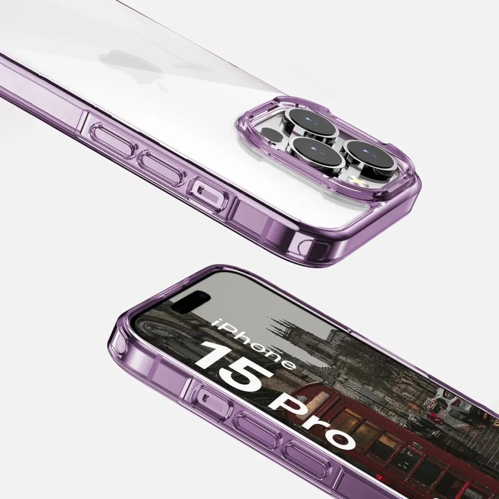 Etui Bizon Case Halo do Apple iPhone 15 Pro przezroczysto-fioletowe