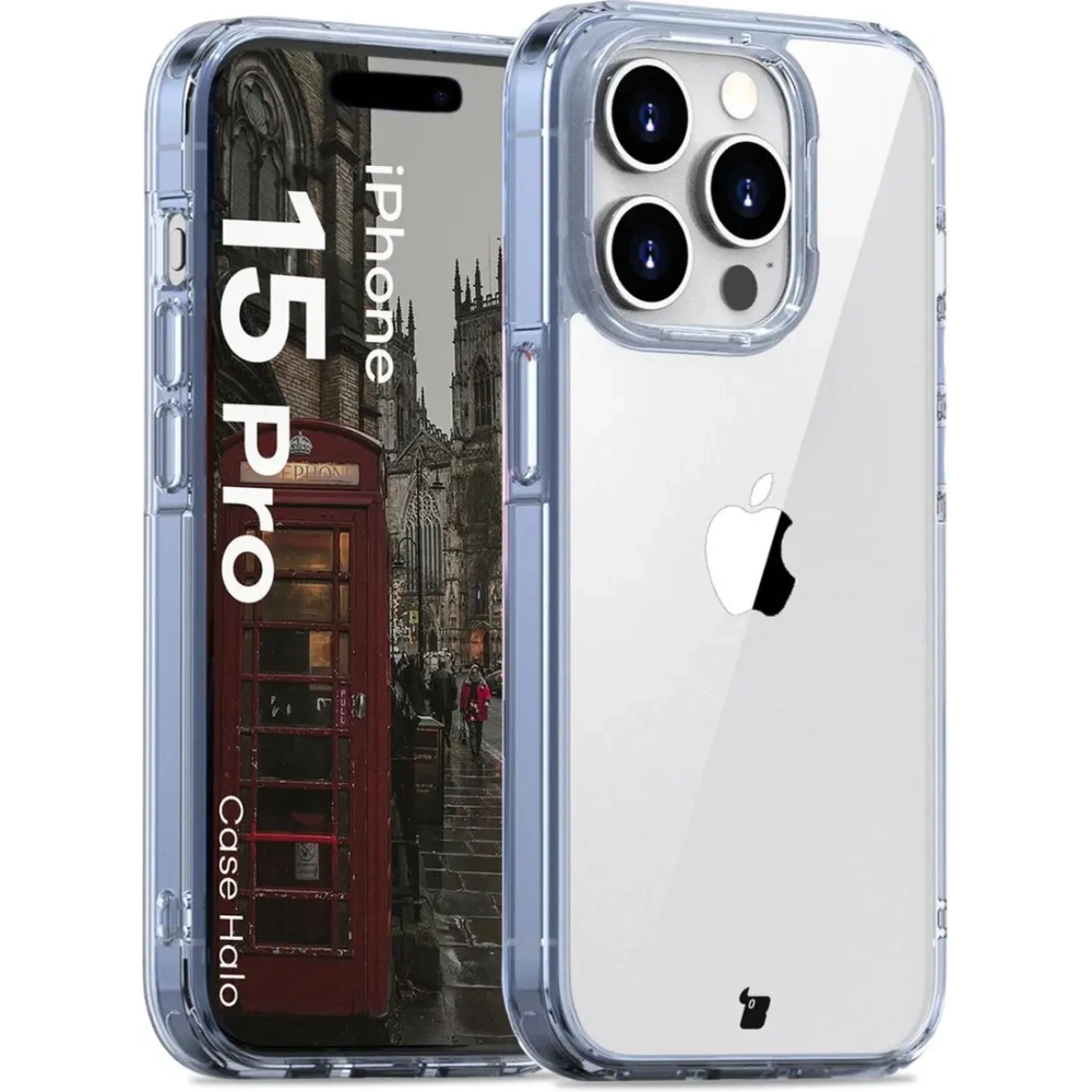 Etui Bizon Case Halo do Apple iPhone 15 Pro przezroczysto-niebieskie