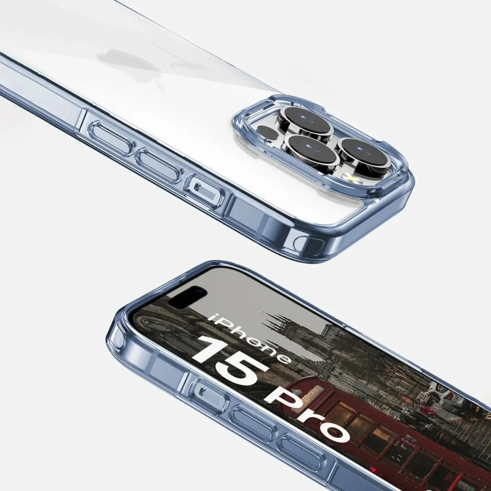 Etui Bizon Case Halo do Apple iPhone 15 Pro przezroczysto-niebieskie