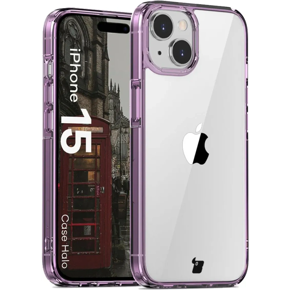 Etui Bizon Case Halo do Apple iPhone 15 przezroczysto-fioletowe