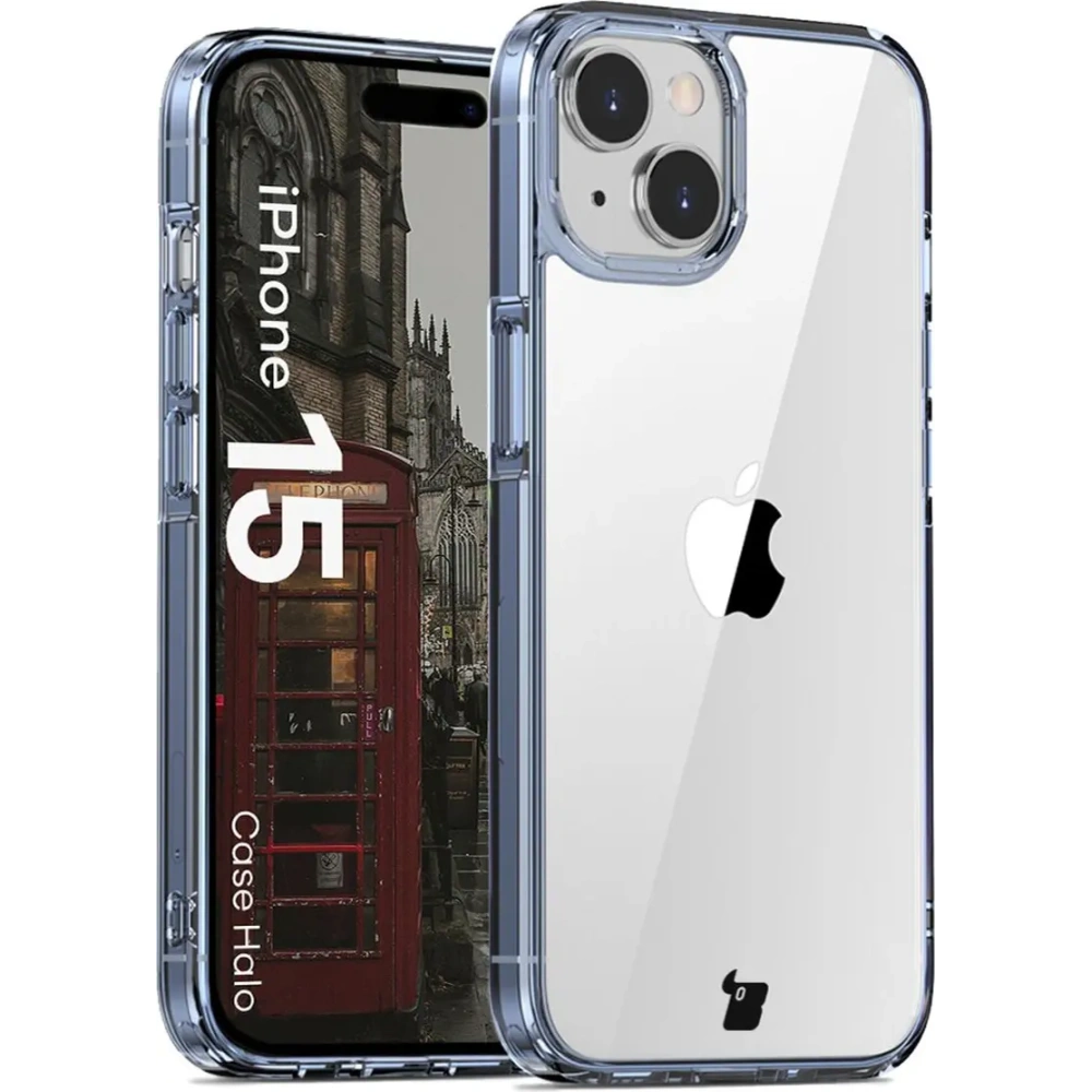 Etui Bizon Case Halo do Apple iPhone 15 przezroczysto-niebieskie