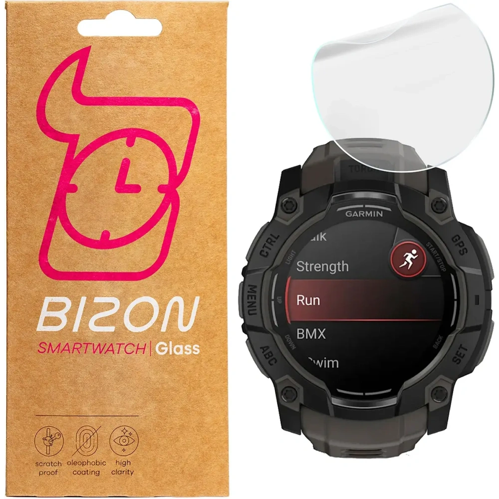Folia hydrożelowa na ekran Bizon Glass Watch Hydrogel do Garmin Instinct 3 50mm [2 PACK]