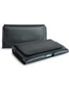 LURESKO FREYA XL Lederholster für Gürtel, Handyhülle 165x82x10mm (schwarz glatt mit schwarzem Faden)