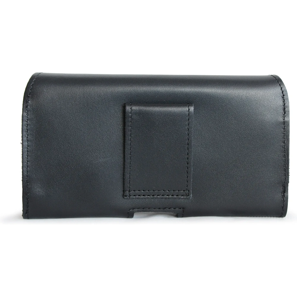 Skórzana kabura LURESKO FREYA XL do paska etui na telefon 165x82x10mm (czarny gładki czarna nić)
